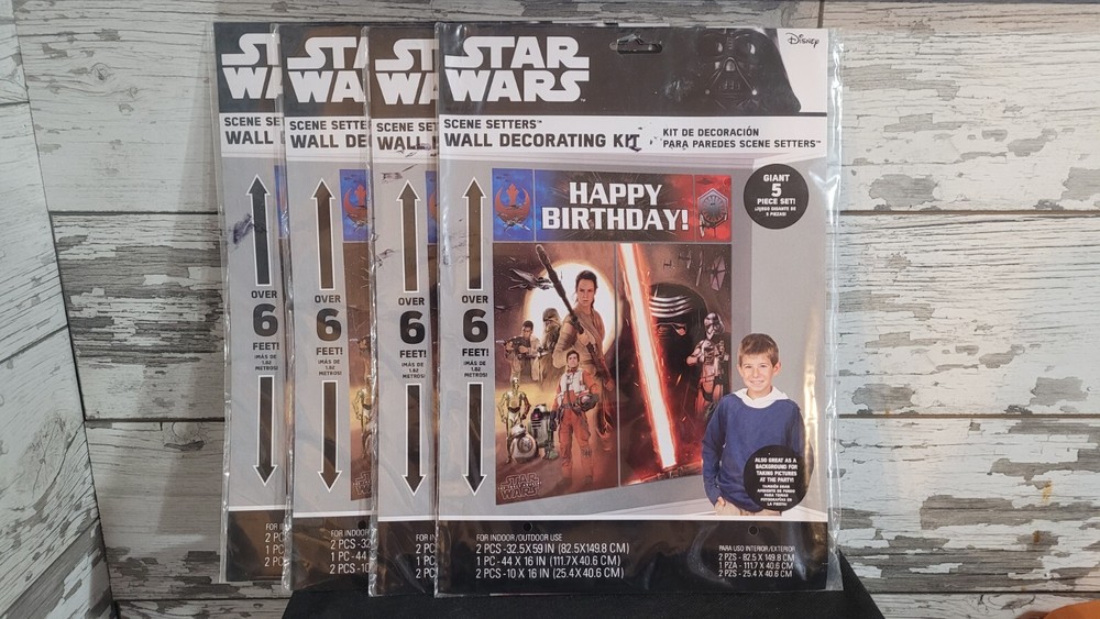 STAR WARS WALL BANNER DECORATING KIT (5pc) ~ Birthday Party Supplies – Lot of 4