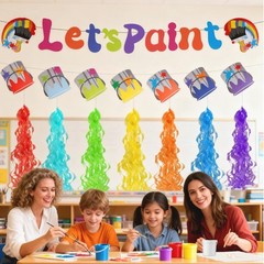 Art Party Decorations Kit Let’s Paint Splatter Party Supplies Include Rainbow…
