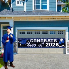 2026 Graduation Yard Sign Large Congrats Grad Banner Blue Class of 2026 Banne…