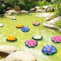 QUOZUO 10PCS 3 Sizes Artificial Foam Lotus Floating Flowers with Multi Color