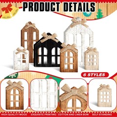 6 Pcs Christmas Wooden Farmhouse Table Christmas Decor Rustic Wooden Sign Block