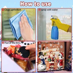 JOICEE Extra Large Christmas Window Clings,3 Sheets Santa Claus Snowman…