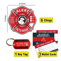 Pet Alert Stickers Static Cling Window Decals 5*5 inches, Multicolor