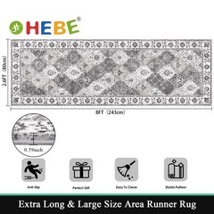 HEBE Hallway Runner Rug 2’8»x8′ Washable 2’8″ x 8′ (Rectangular), Multi-grey