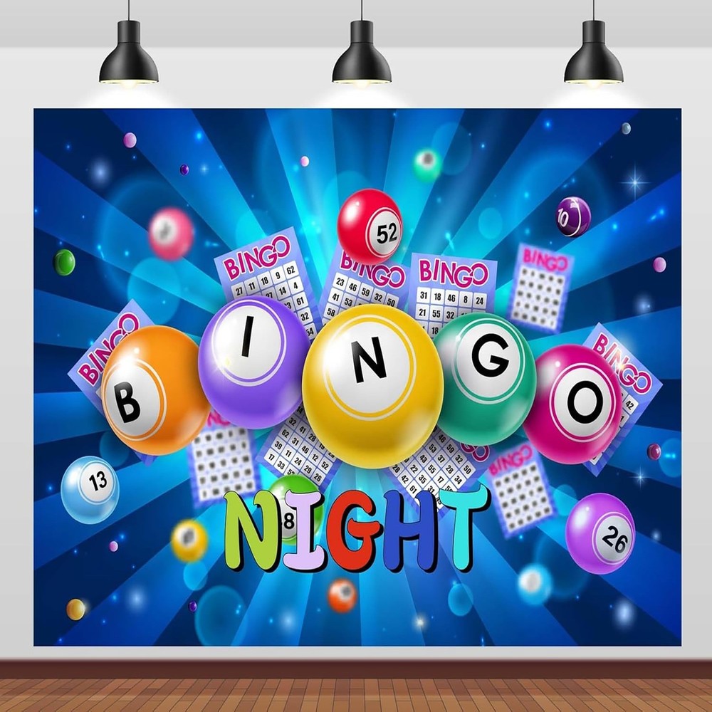 Bingo Night Game Time Backdrop Photography Background Banner Party Supplies