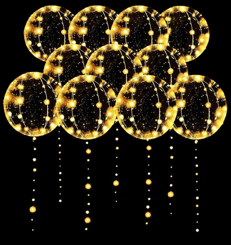 LED Balloons 10 Pack, Light Up Balloons 20 Inches Clear Helium Bobo Balloon, …