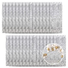 30 Pack Silver Foil Fringe Curtains Photo Booth Backdrop Party 3.3×8.2 Feet