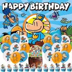 Dog Man Birthday Decoration Set Party Supplies Balloon Backdrop Cake Topper