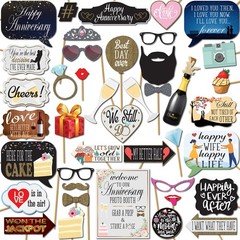 Anniversary Photo Booth Props – 41-pc Photobooth Kit with 8 x 10-Inch Sign, 6…