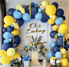 Arco De Globos Azul Y Amarillo Para Fiesta Escolar De Verano Y Cumpleanos
