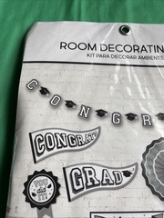 Silver/Blk Congrats Grad 10 Pc Room Decorating Kit School Spirit Graduation New