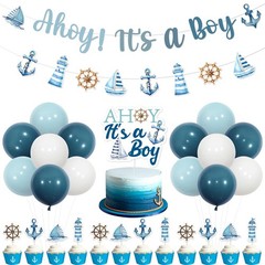 Ahoy Its A Boy Baby Shower Decorations Ahoy Its A Boy Banner Boat Anchor Garl…