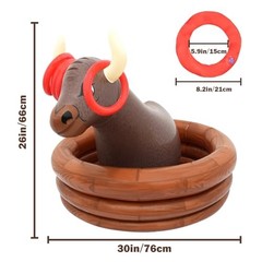 Inflatable Water Bull Ice Bucket with Rings Toss,Bull Cooler Beverage Serving