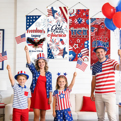 6 Pcs 4Th of July Decorations Independence Day, 250Th Anniversary Hanging Banner