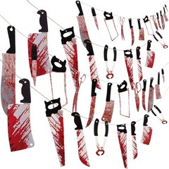Terrifying 4PCS Bloody Garland Banners for Chilling Halloween Movie Theme Decor