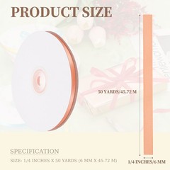 1/4 Inches x 50 Yards Satin Ribbon Roll Gift Wrapping Ribbon, Rose Gold