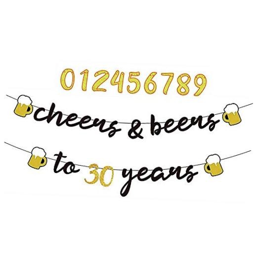 Interchangeable Numbers Cheers & Beers to Any Age Banner Cursive Banner Beer