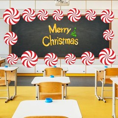 35 PCS Large Christmas Candy Cutouts 3 Sizes Red Peppermint Paper Decor