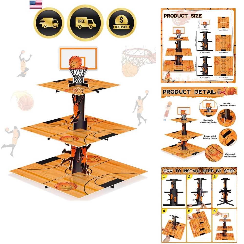 Basketball Party Decorations Cupcake Stand Sports Theme Birthday Favors