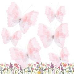 6 Pcs Large Gradient Pink Butterfly Decorations Mariposas Grandes para Decoracio