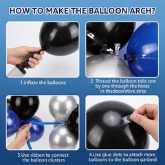 Navy Blue Birthday Decorations for Men with Black Metallic Silver Navy Blue