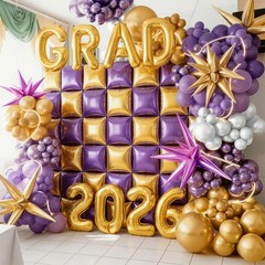 Purple and Gold Graduation Decorations 2026, Purple Gold Graduation Balloon A…