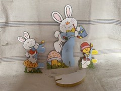 Vintage Hallmark Easter Bunny Table Top Honeycomb Decor Painted Easter Egg