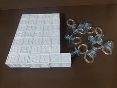 Baby Boy Shower Decorations – 36 Blue fillable Blocks 9 Pacifiers