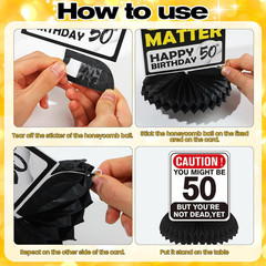 9Pcs 50Th Birthday Honeycomb Centerpieces Funny 50Th Birthday Decorations for Ad