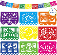 18 FT Cinco De Mayo Party Decorations, 1 Pack Fiesta Banner with 9 Plastic Pa…
