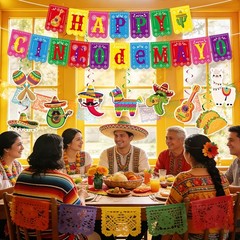 Cinco De Mayo Party Decorations Happy Banner Large, Multi