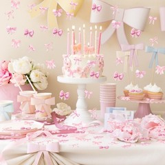 Pink Bow Confetti She Is Trying The Knot Table Scatter Birthday Party Supplies