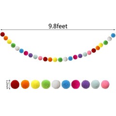 2 Pieces Alphabet Garland Rainbow ABC Wall Decor Colorful Pom