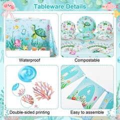 Libima 189 Pcs Sea Turtle Birthday Decorations Ocean Sea Party Tableware Turt…