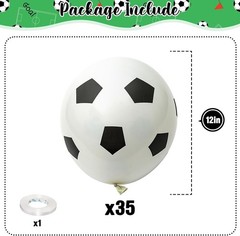 35 Pcs Soccer Ball Balloons, Black White Soccer Birthday Latex Balloons for B…
