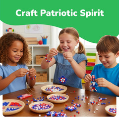 ArtCreativity 1000+ PCS Patriotic Beads Kit for Kids – Red White and Blue Plasti