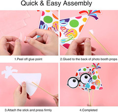 29 Pieces Birthday Photo Booth Props Kit Colorful Funny Kids Birthday Theme Tabl