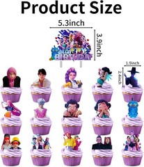 Vibrant 16-Piece Anime Cake Decor – Perfect for Festive Birthday Celebrations