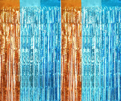 3Pcs White Metallic Tinsel Foil Fringe Curtains, 3.28Ft X 6.56Ft White Photo Boo