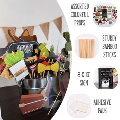 Western Photo Booth Props – 41-pc Photo Prop Kit with 8 x 10-Inch Sign, 60 Ad…