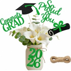 20-Pack Double Sided 2026 Graduation Party Centerpiece Sticks with 32.8ft Twi…