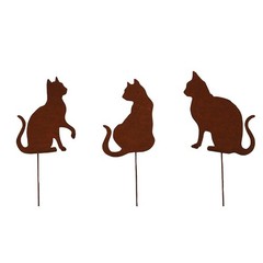 Rusty Cat Garden Stake Set Creative Idea for Nature Lovers (3 or 4 Cats)