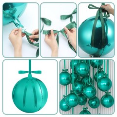 Green 20 Pcs Large Ball Metallic Foil Balloons 22 Inch Giant 4d Round Ball Ba…