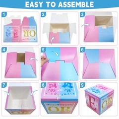 3pcs Gender Reveal Decorations Baby Boxes, Blue Pink He or She Gender Reveal …