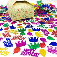 Happy Birthday Confetti-Foil Sprinkles Multicolor Sequins, Metallic for Birthday