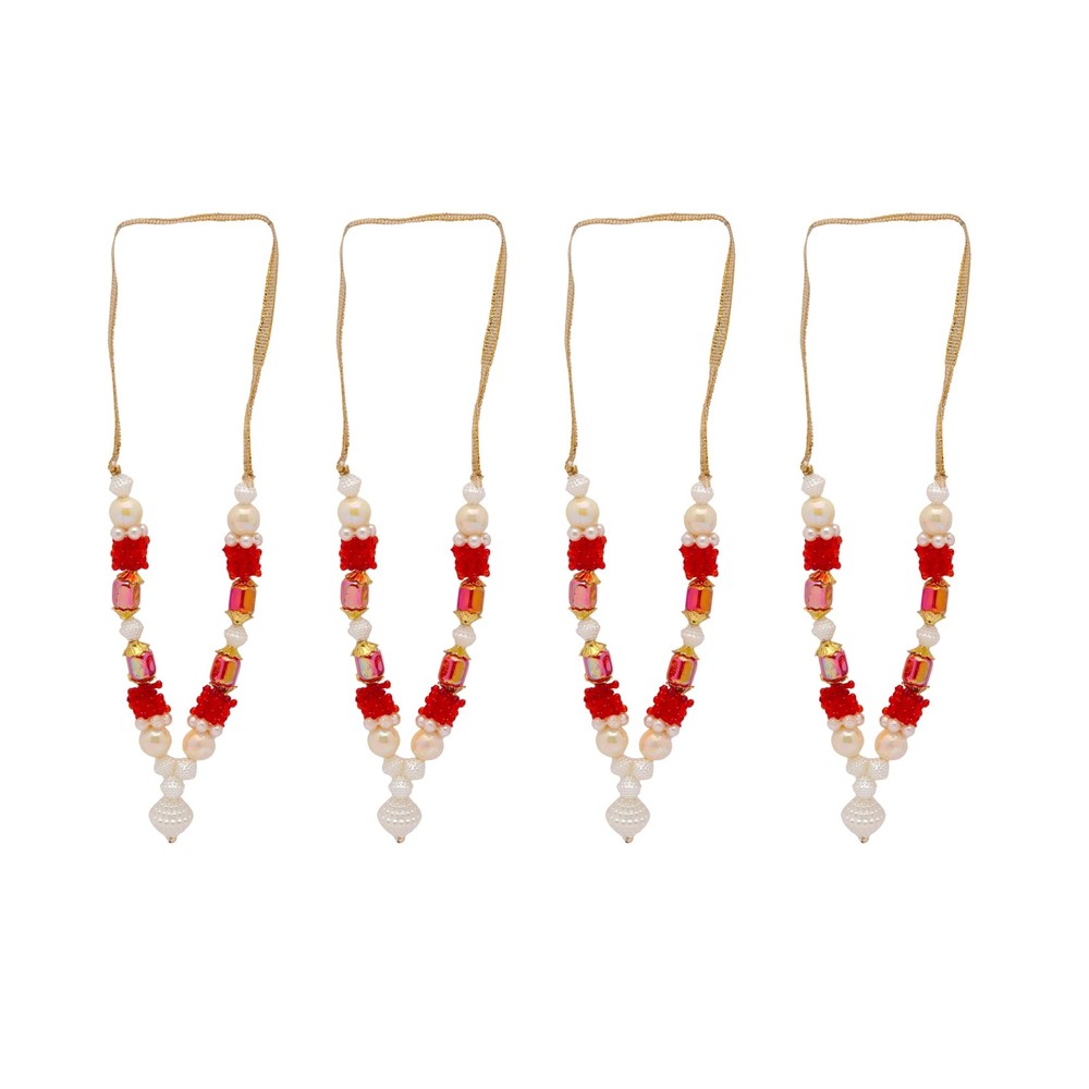 Set of 4 Mala Artificial Beads Ribbon Garland , Small Idol Pooja Sringar Arti…