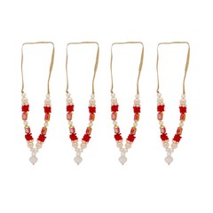 Set of 4 Mala Artificial Beads Ribbon Garland , Small Idol Pooja Sringar Arti…
