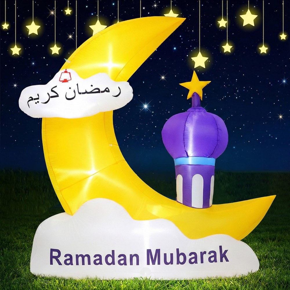 6FT Inflatable Ramadan Moon with LED Lights – Eid Outdoor Decorations