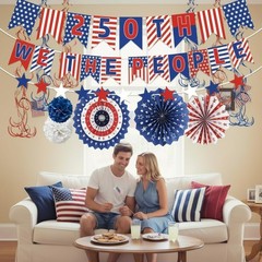 25 PCS USA Party Decorations 250th Anniversary Patriotic Supplies Red White a…