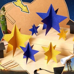 Sinload 45 Pcs 3D Glitter Star Decorations Back To School Work Stars